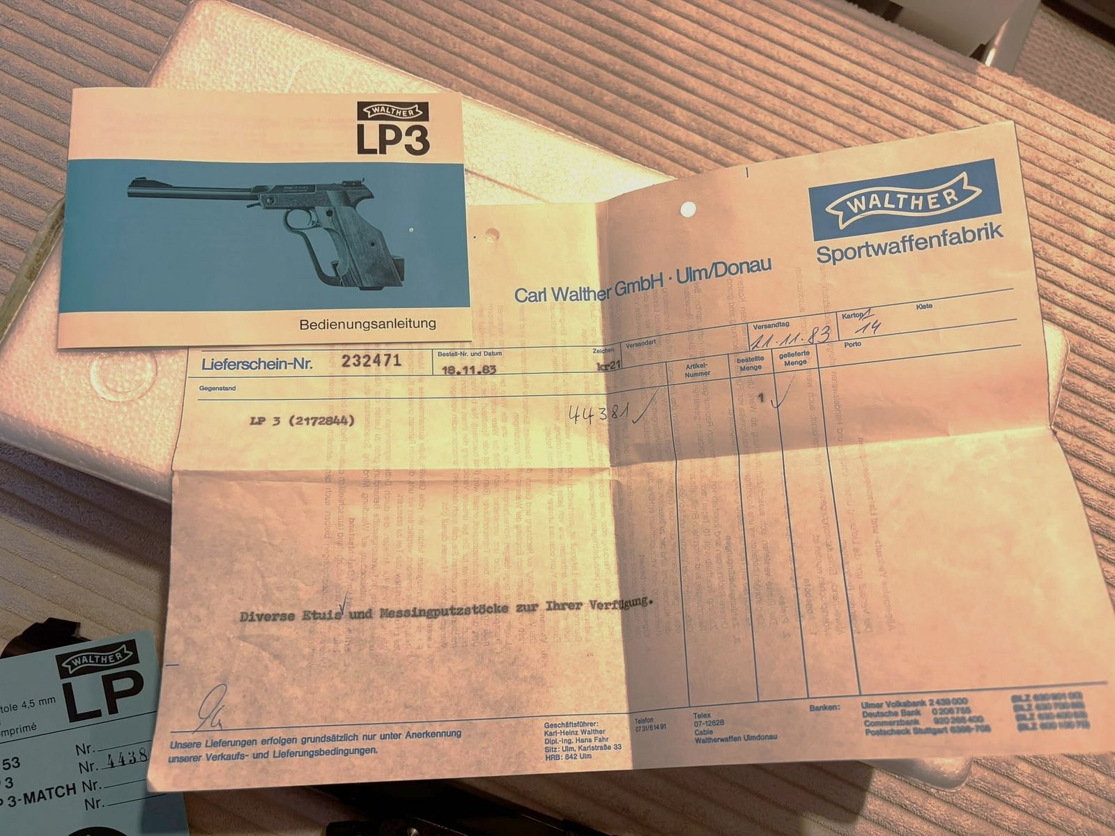 Walther LP3 aus 1983 nie geschossen !! Schaut aus wie aus dem Laden ECHTES Sammlerstück