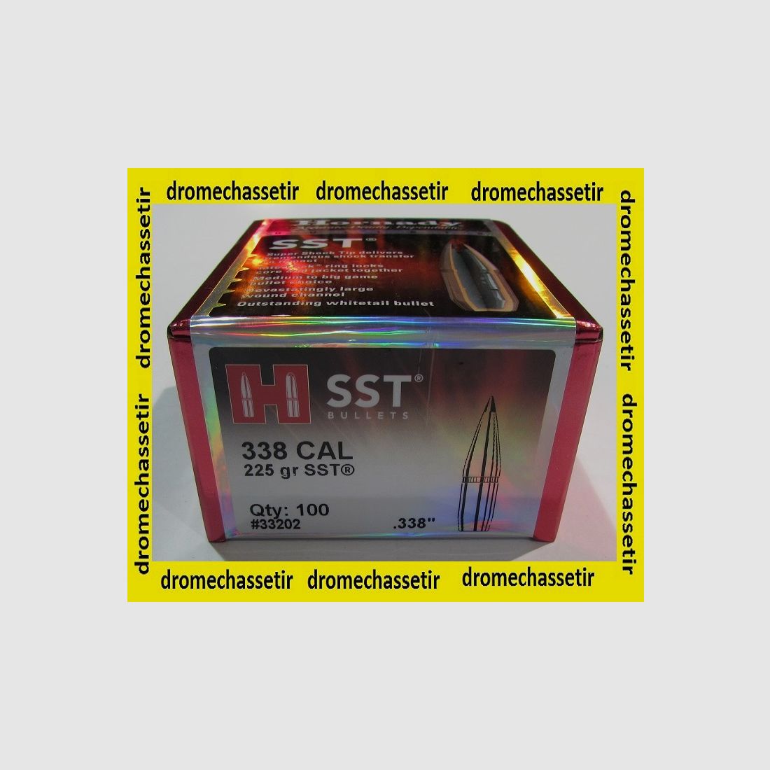 Box 100 Geschosse Hornady, Kal. 338 (338), Gewicht 225gr, SST, 33202