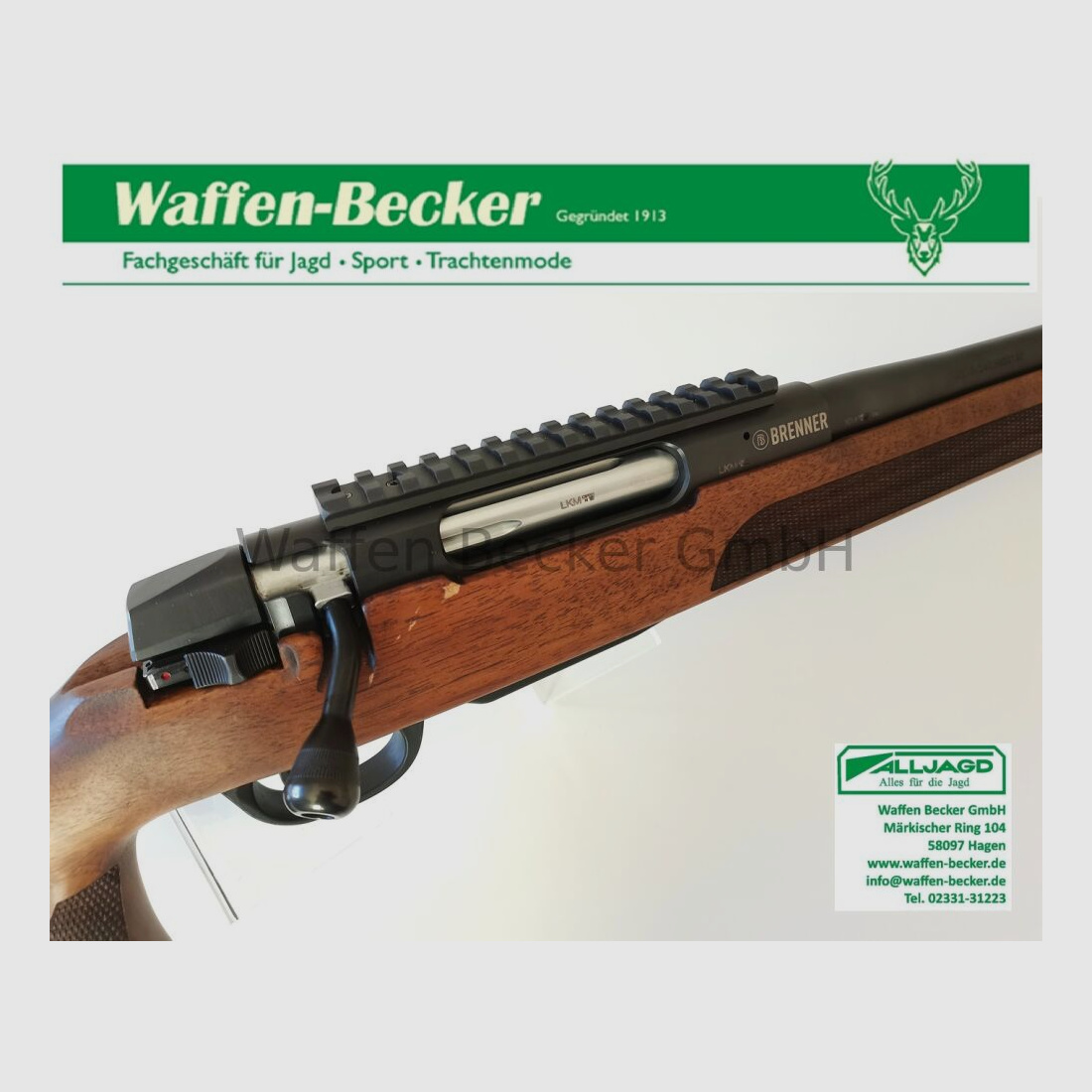 Brenner / Wapens Schumacher Brenner BR20 Kal. .30-06 LL:51cm M15x1 Mondsgewinde, Houten Schaft