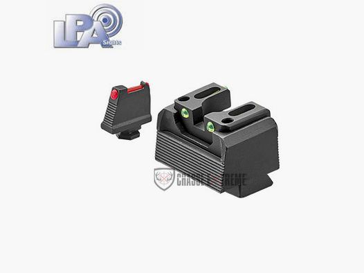 Hausse et Guidon Réhaussés LPA pour Glock 17 à 48 Optic Ready Rouge