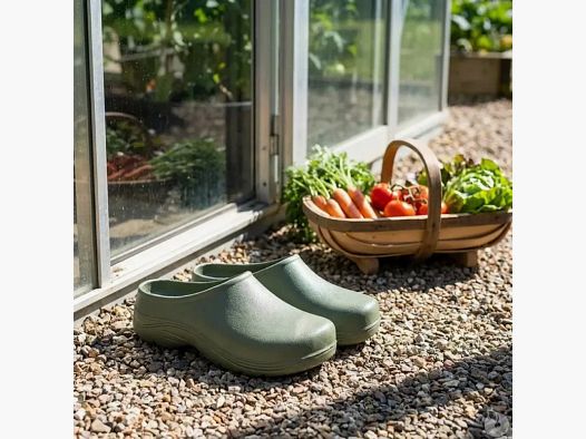 Green Plastic Slip-On Clogs for Men