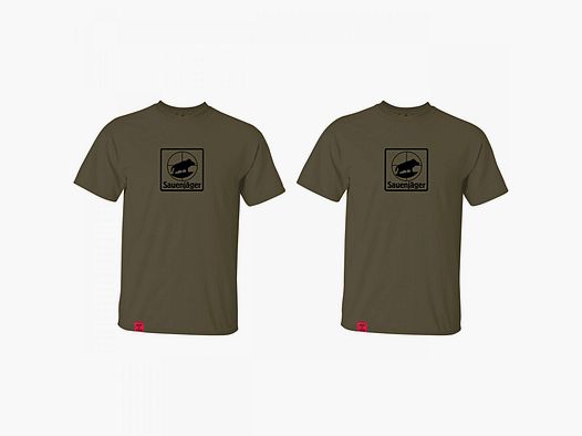 2er-Set: Wild & Wear T-Shirt "Sauenjäger" Herren (Oliv)