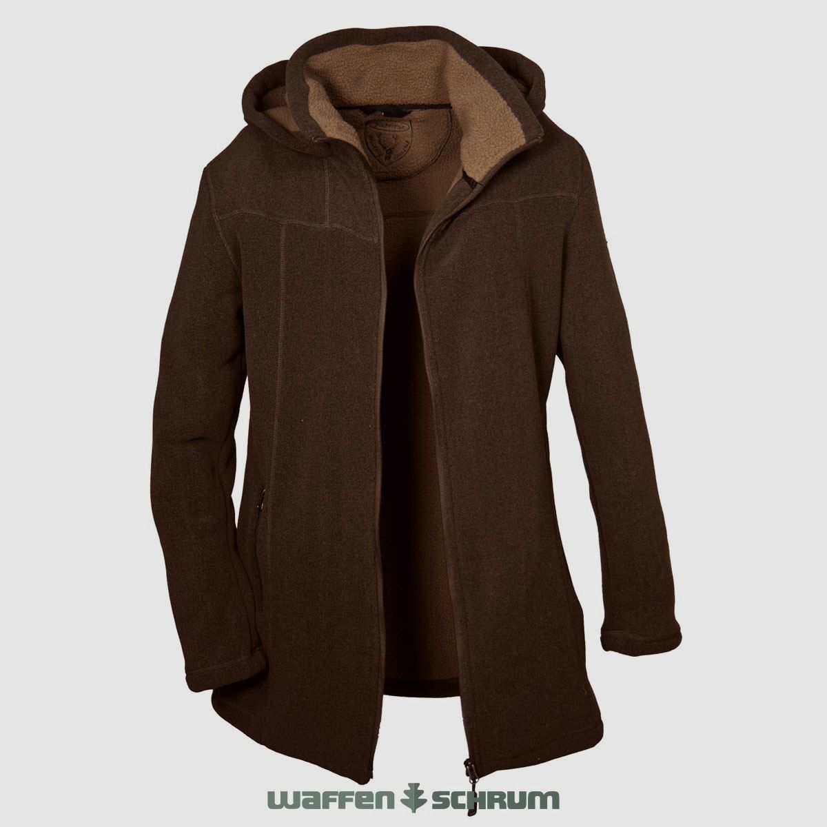 Hubertus fleece mantel polar bruin / beige