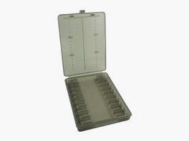 MTM cartridge case W18-44-41 smoke clear with flap lid for 18 cartridges .44 Rem./Spec.