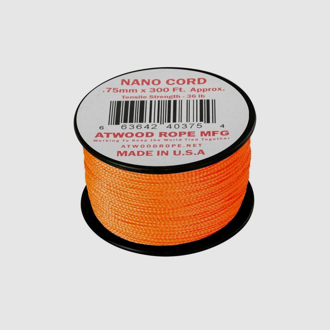 NANO CORD PARACORD 300 Ft. NEON ORANGE