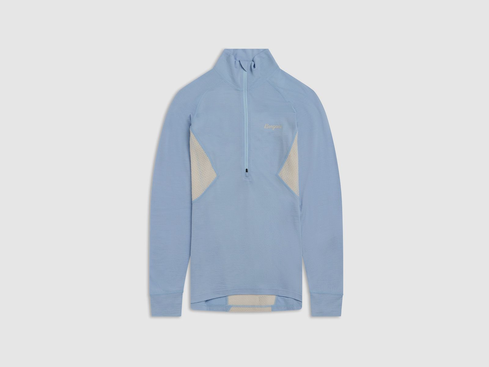 Bergans Inner:Pure Merino Half-Zip Maglia Termica Donna Blu Polvere Chiaro/Crema XS
