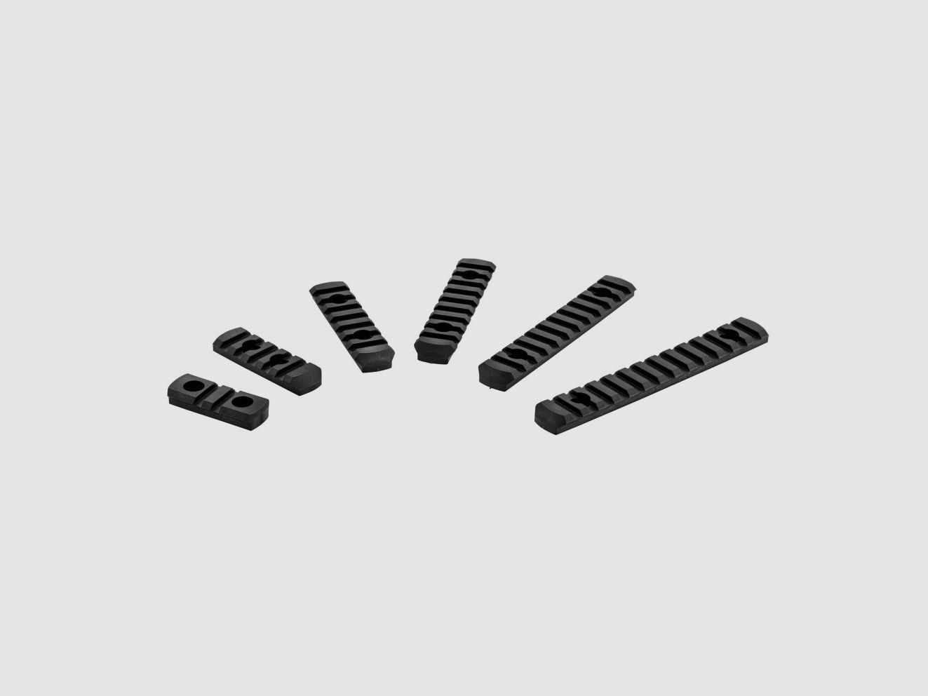 Set di 6 rotaie Picatinny in polimero compatibili con M-LOK - NERO, immagine 2 di 2