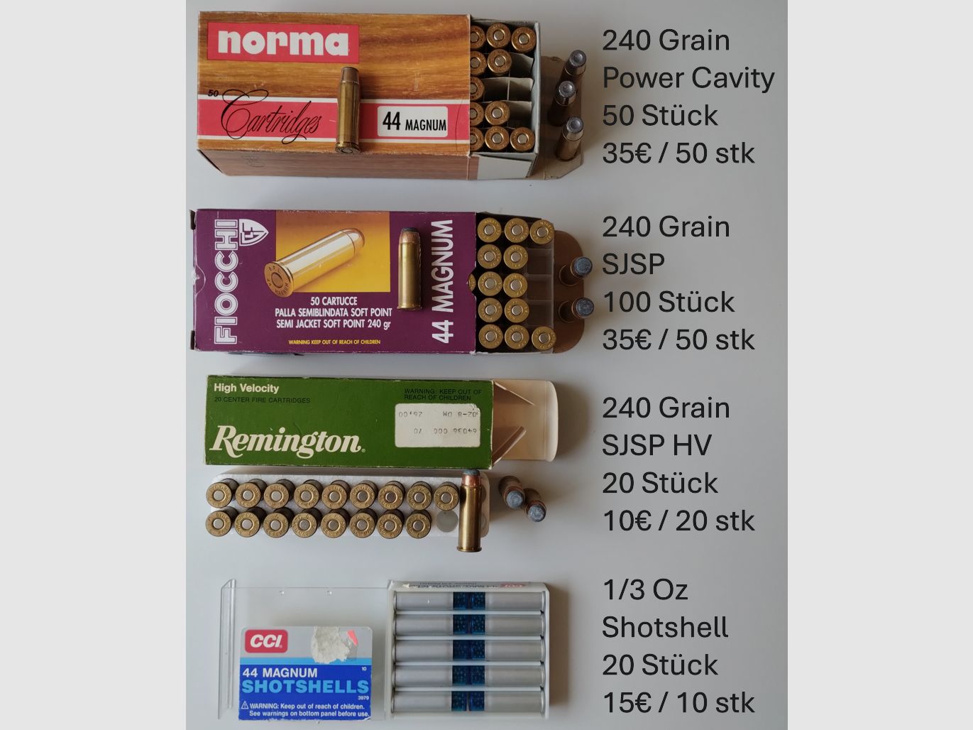 .44 Magnum: Federal, Norma, Geco, Magtech, Magtech, PMC