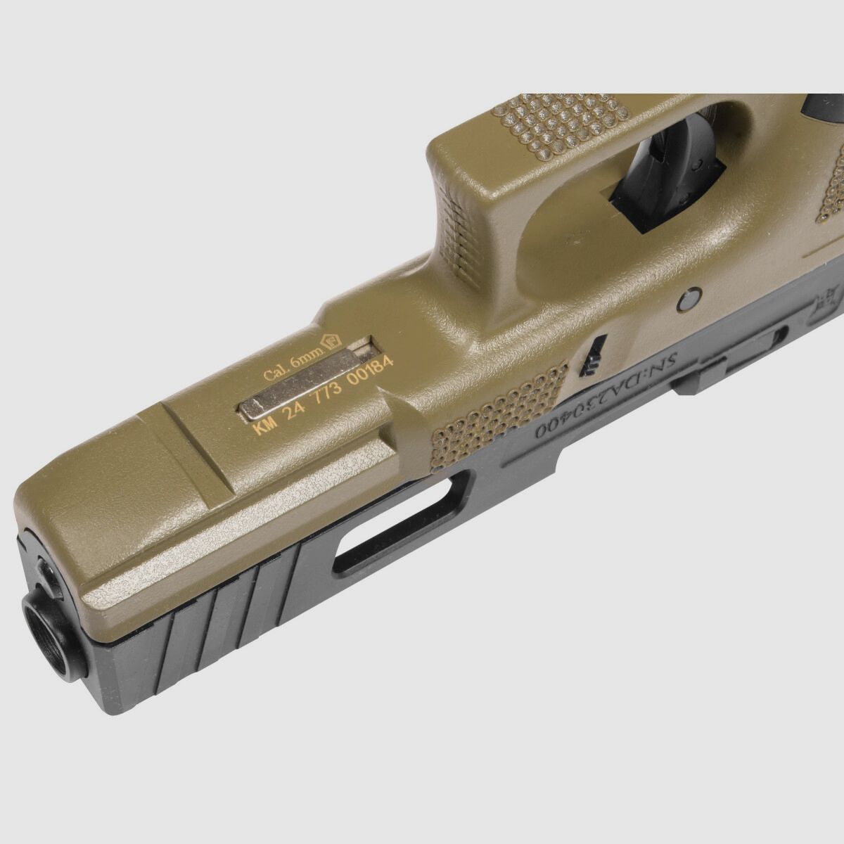 P02 GBB Airsoft Pistol with Grip Stippling in Olive | Delta Armory