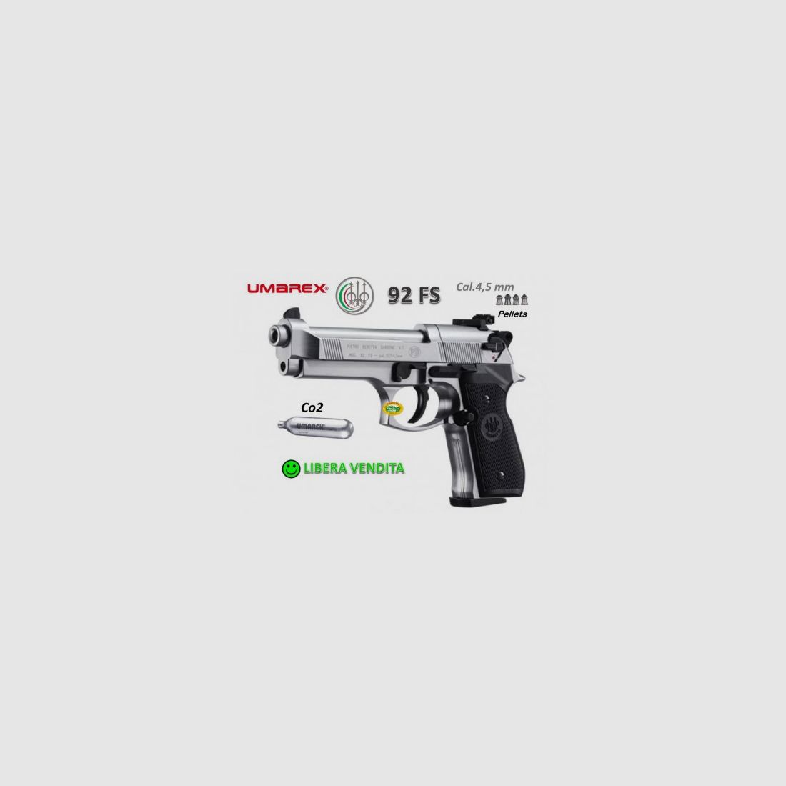 UMAREX BERETTA 92FS NICKEL CO2 Kal.4,5