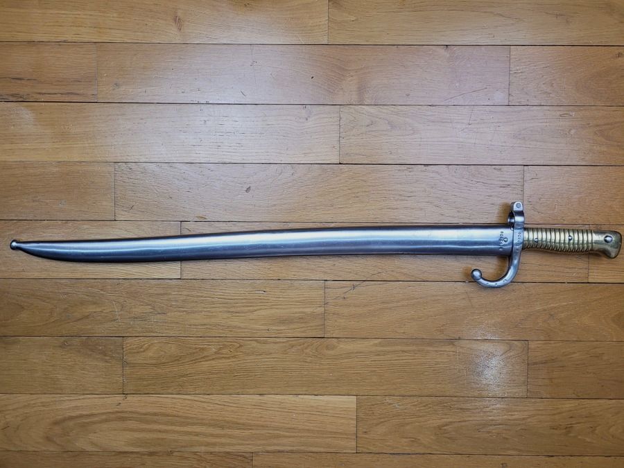 Sehr schöne Chassepot-Bajonett für Gewehr Modell 1866 – Kaiserliche Manufaktur Châtellerault – April 1870 – mit Nummer – TBE ++, Bild 2 von 13