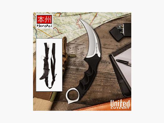 United Cutlery Honshu Karambit satinato con sistema di trasporto a spalla