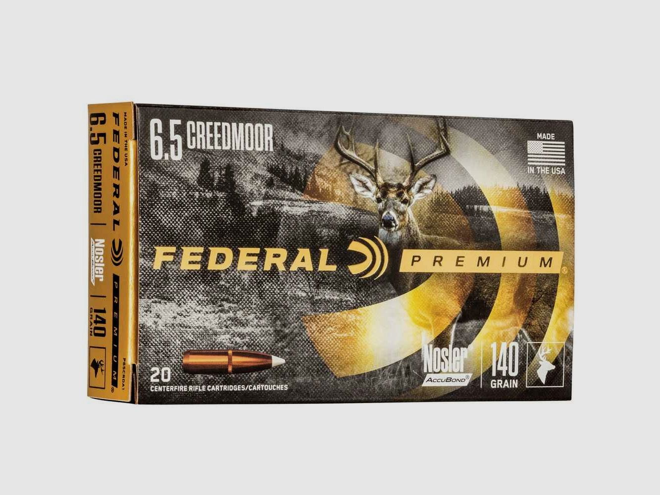 6,5 Creedmoor Premium Nosler Accubond 9,1g/140grs. Federal Ammunition