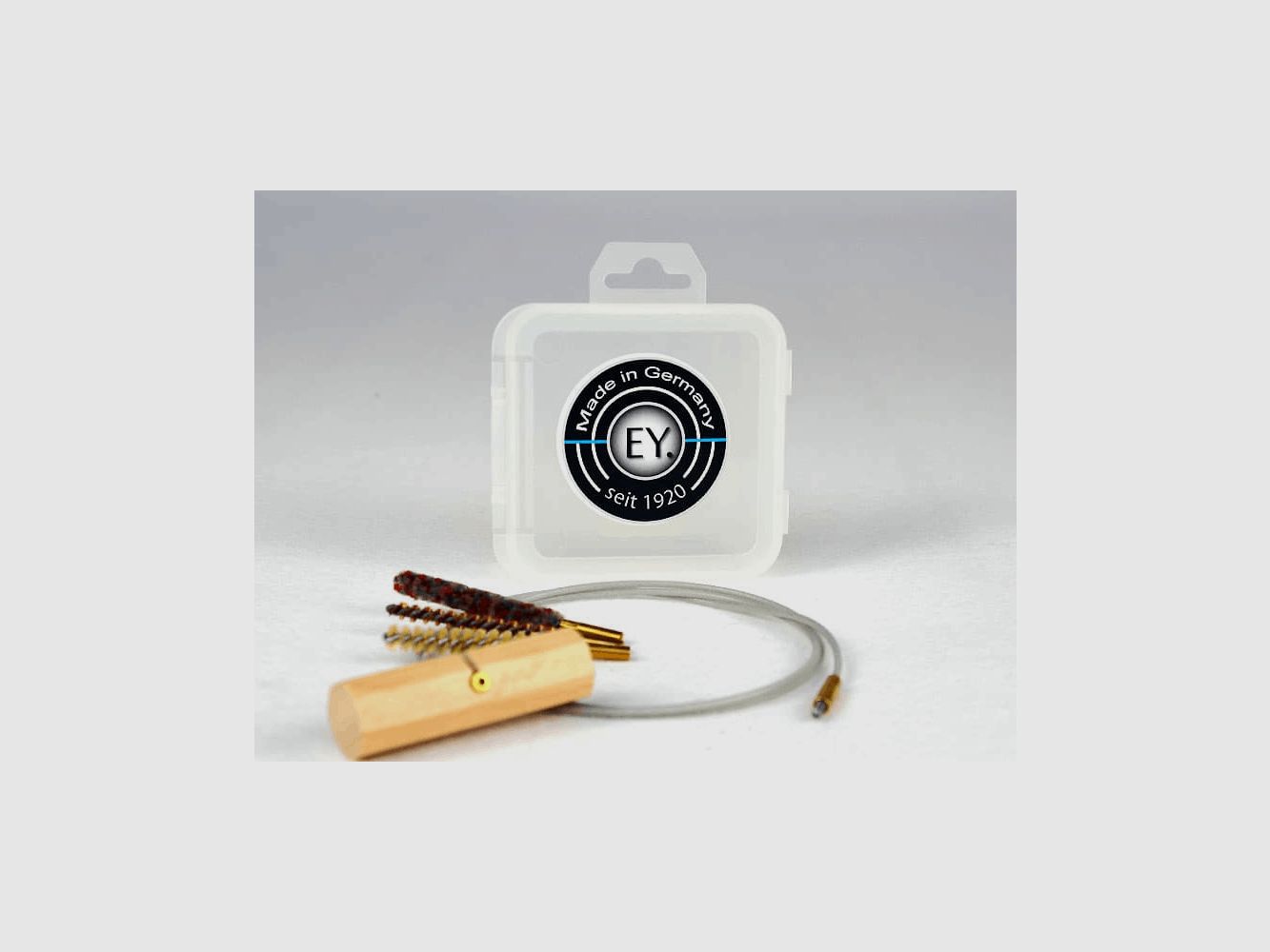 Eyselein travel cleaning set for cartridges caliber 9mm/.38/.357 in plastic box including steel cable