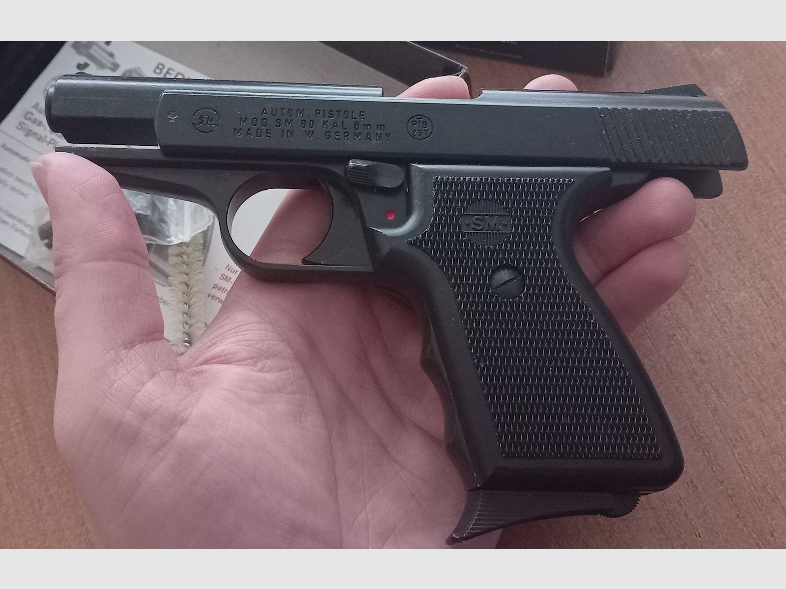 Seltene Rhöner SM 80 im Kal. 8 mm Knall/ PTB 267 mit Verpackung!