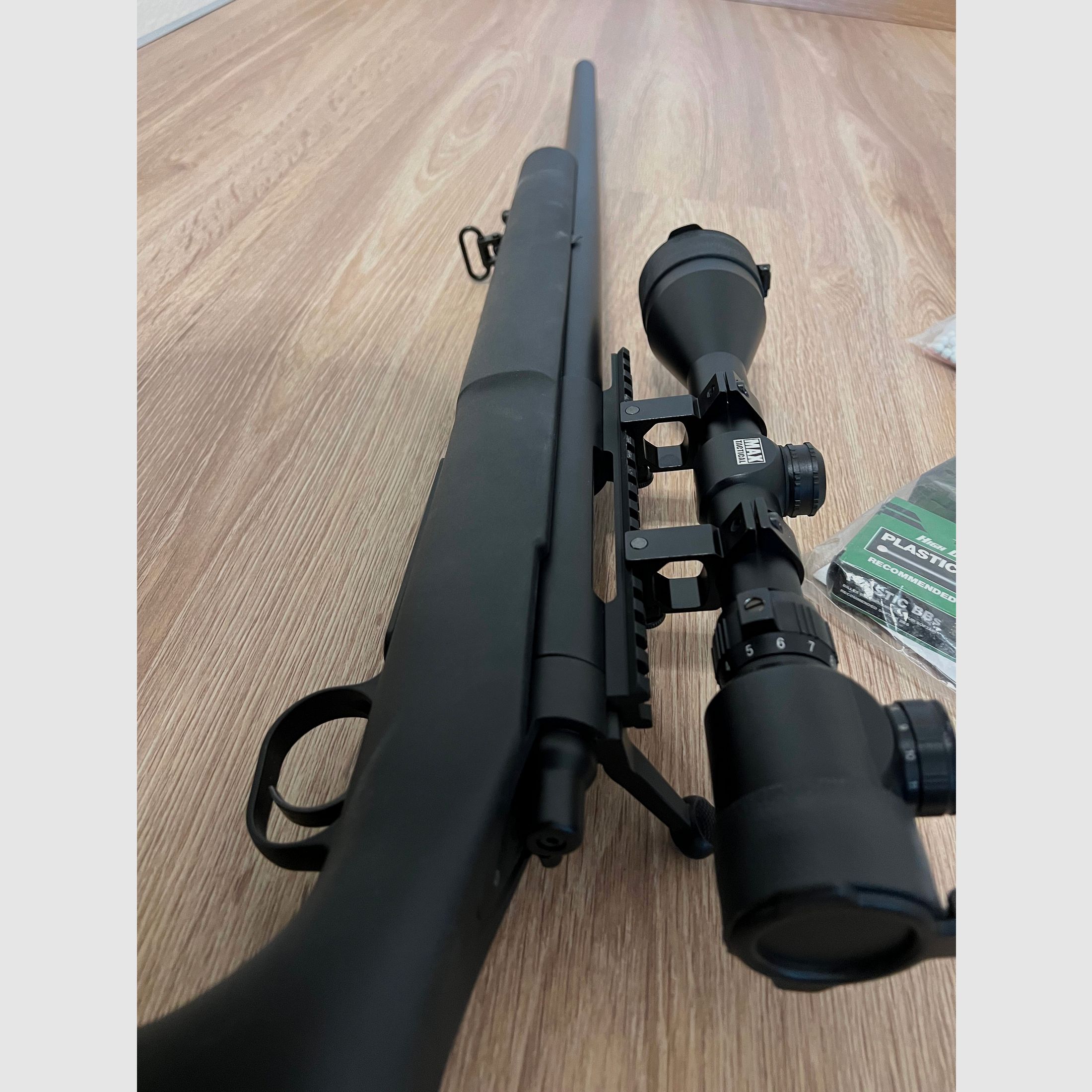 Modify MOD24 Bolt Action Sniper Springer 6mm BB Schwarz inkl. Zielfernrohr MAX Tactical 3-9x50