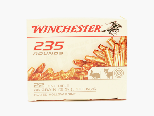 WINCHESTER .22 LR 36 Grain verkupferte Hohlspitzgeschosse