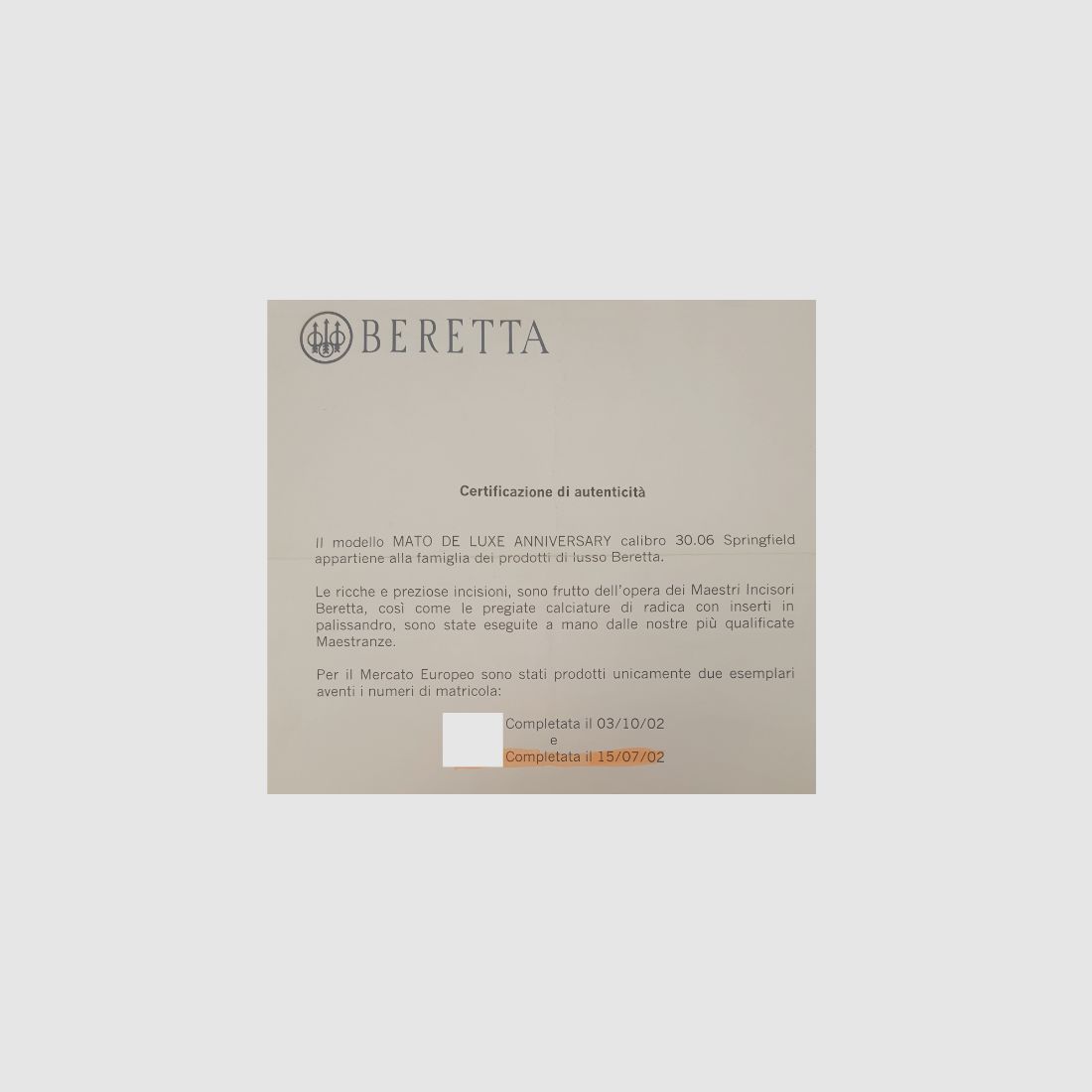 Beretta – MATO DE LUX – Kaliber 30-06 SPR, Bild 10 von 10