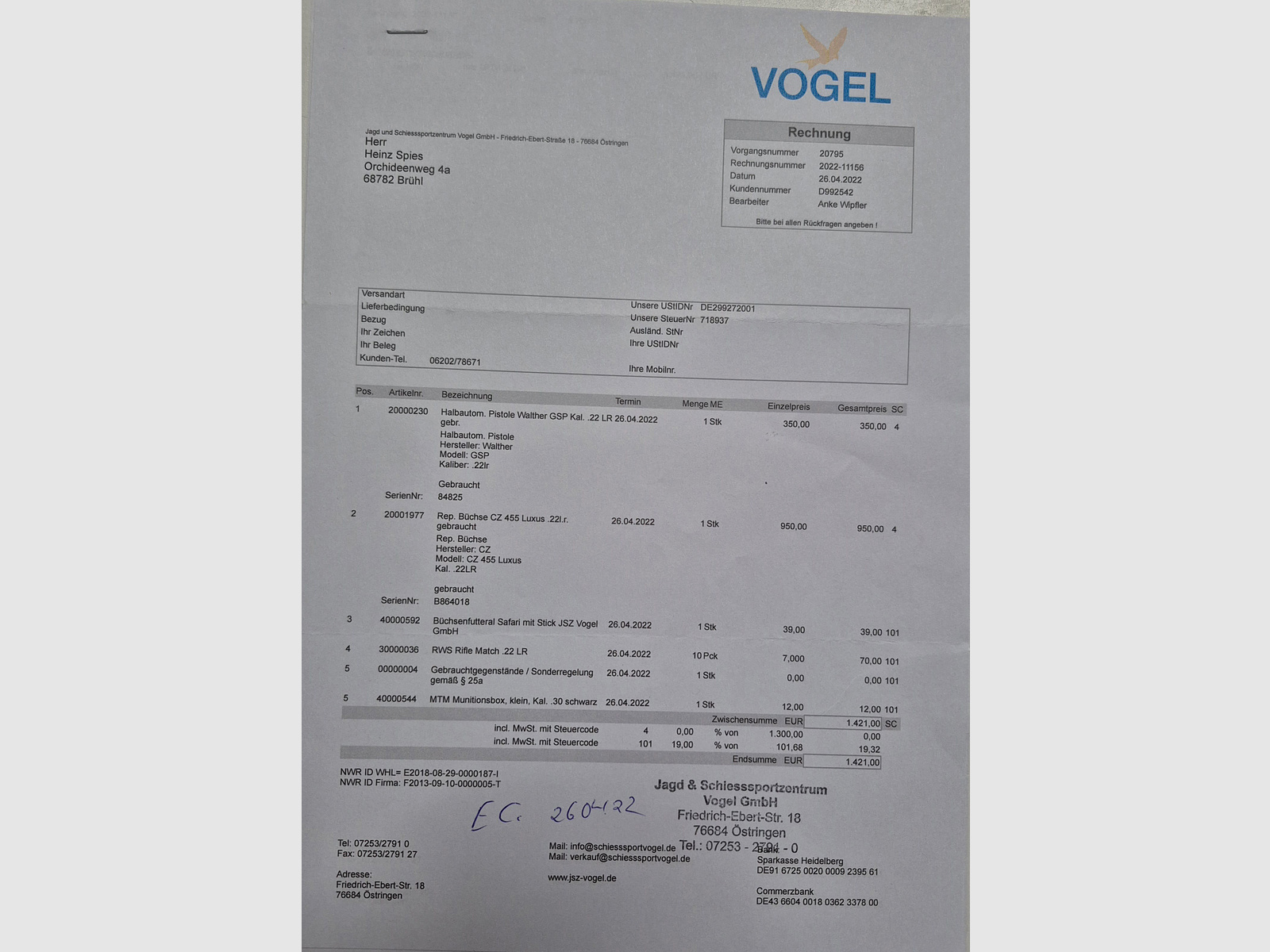CZ 455 Repetierbüchse luxus .22lr mit GECO Zielfernrohr 1,7-10