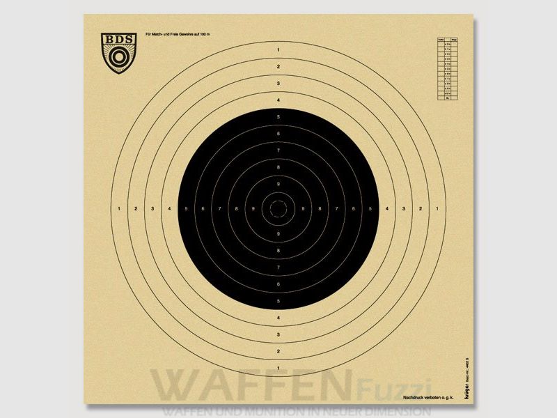 Objetivo BDS Z1 según el manual deportivo BDS 100 metros con ranuras de inserción 50 pcs.