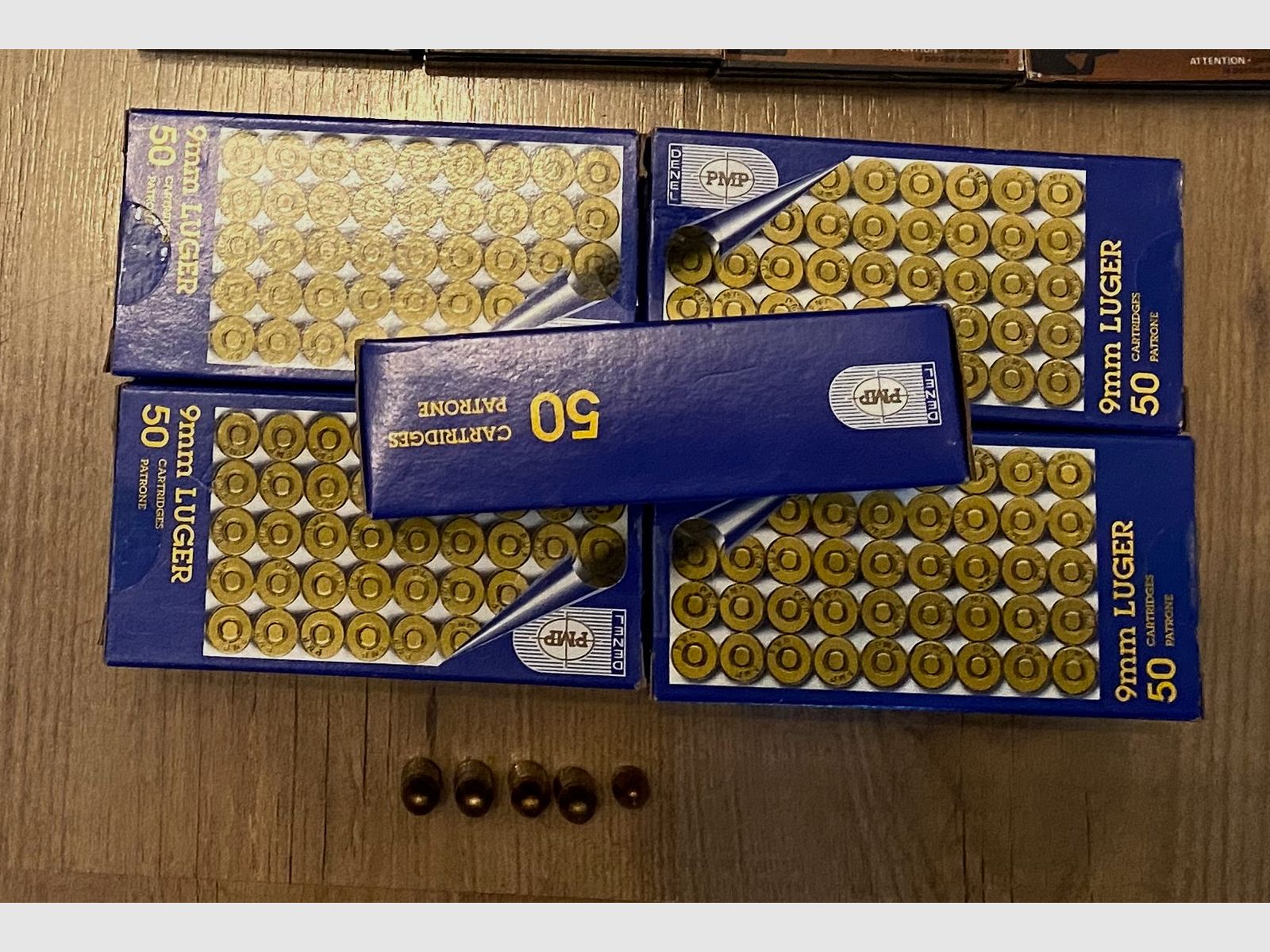 Selling 450 rounds of 9 mm Luger caliber from the manufacturer Denel PMP