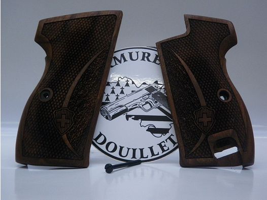 Plaquettes bois quadrillées et texturées avec croix Suisse pour pistolet SIG P210 avec grenadière