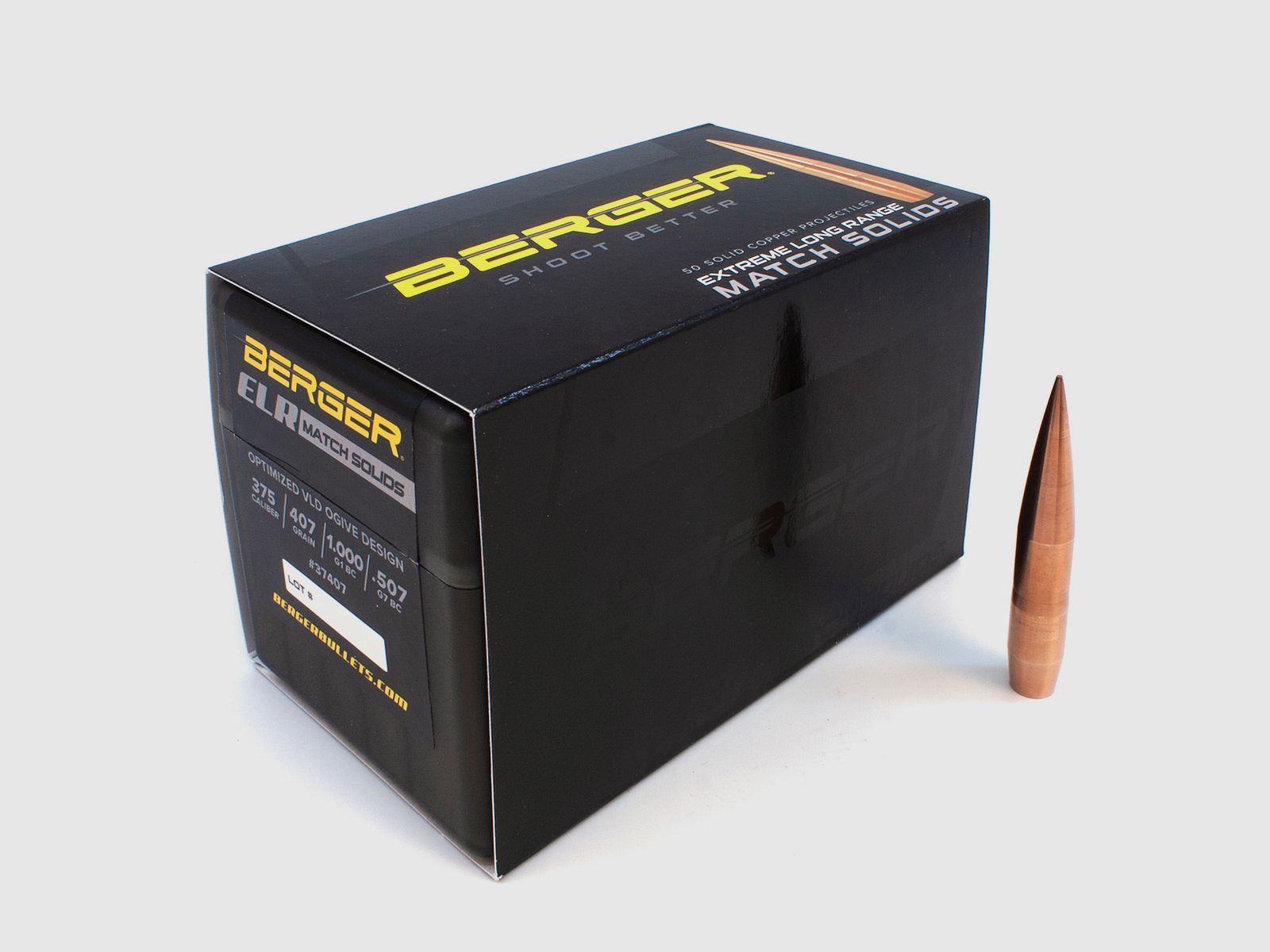 Berger Geschoss .375 ELR Match Solid Bullets 407GR 50 Stück