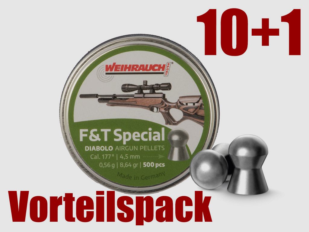 Vorteilspack 10+1 Rundkopf Diabolos Weihrauch Field Target Spezial Kaliber 4,5 mm 0,56 g glatt 11 x 500 StĂĽck
