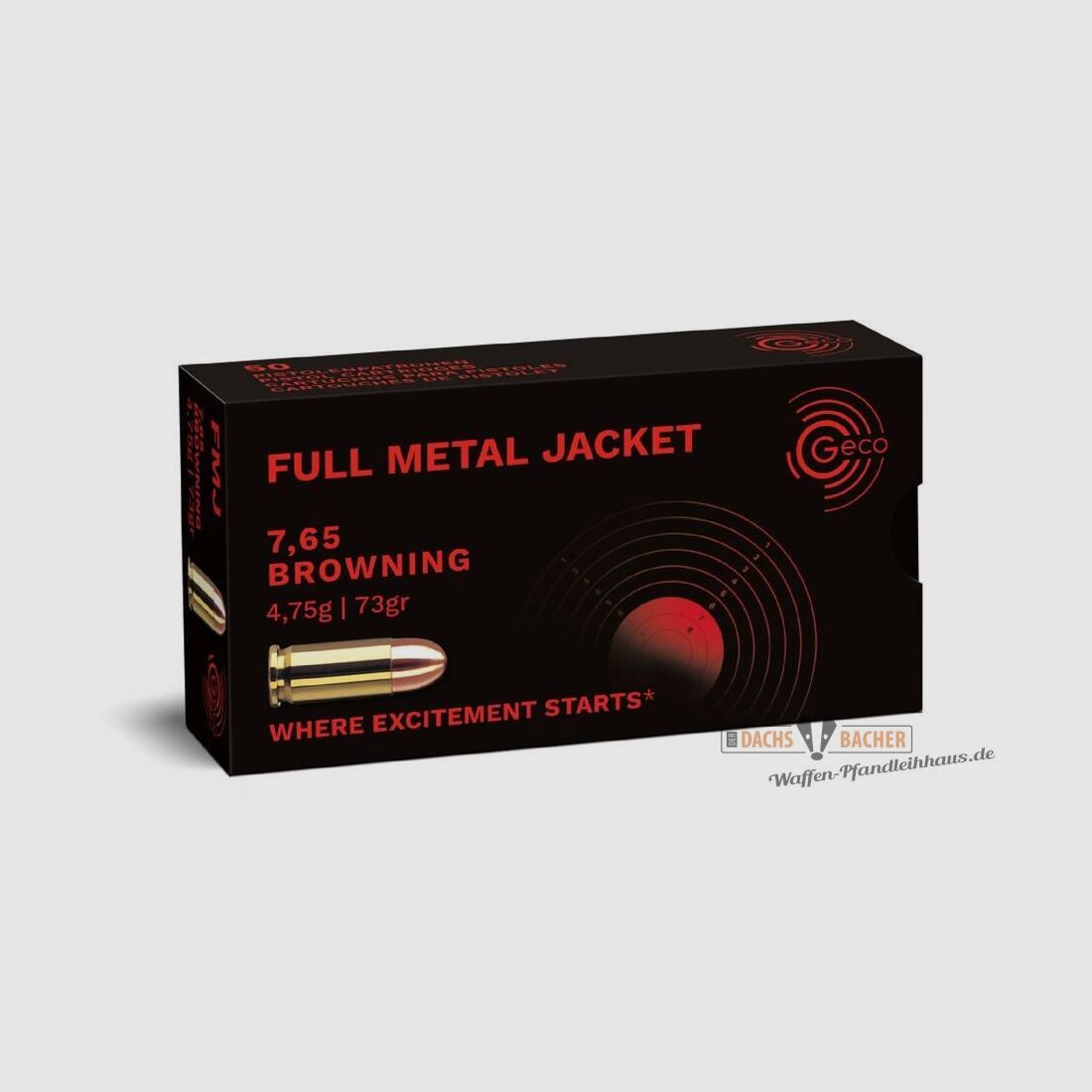 GECO 7.65 Browning FMJ Full Metal Jacket 4.75g/73gr 50 rounds