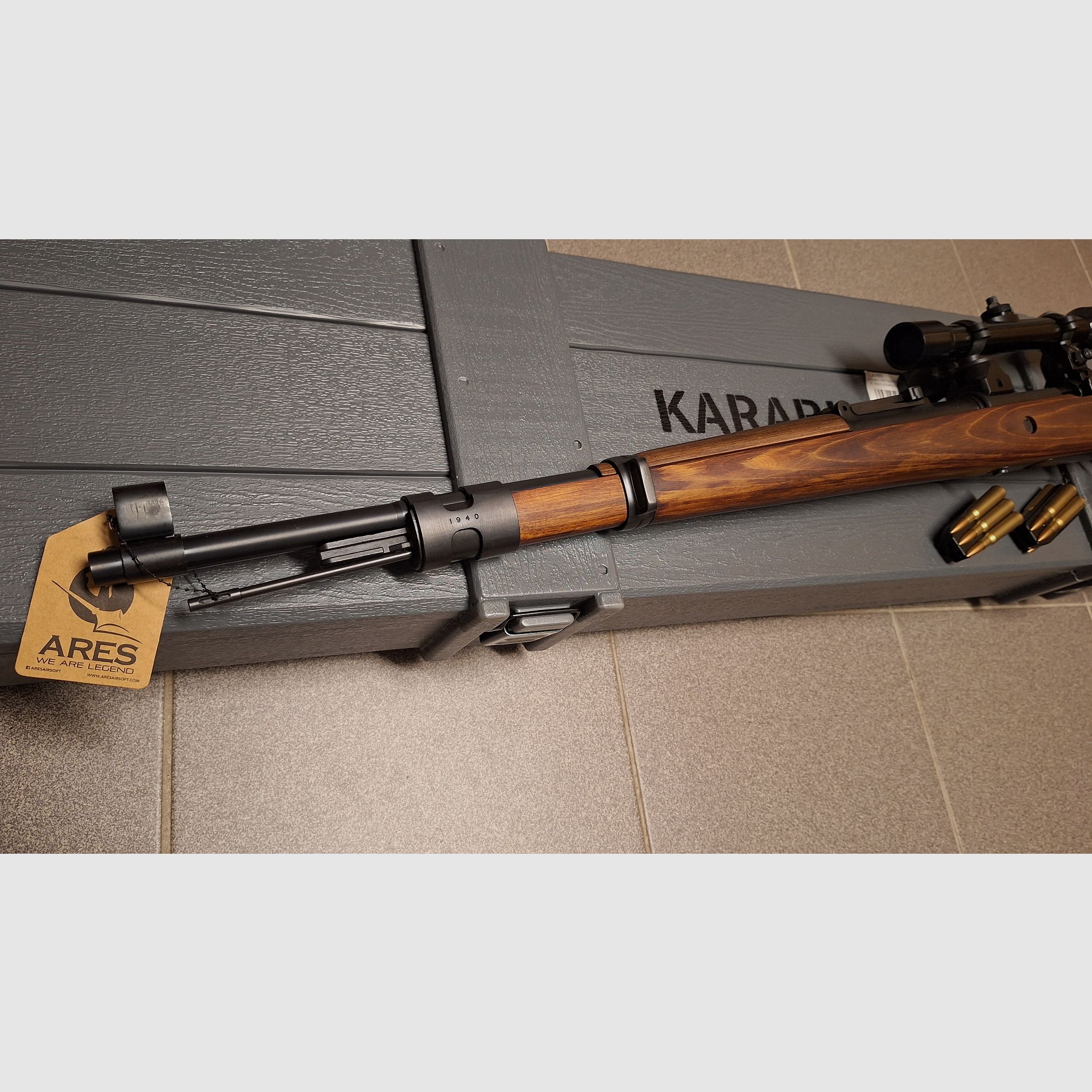 Ares Mauser Karabiner 98K acero rifle de cerrojo con ZF39 6mm BB madera real + caja de armas - ¡NUEVO!