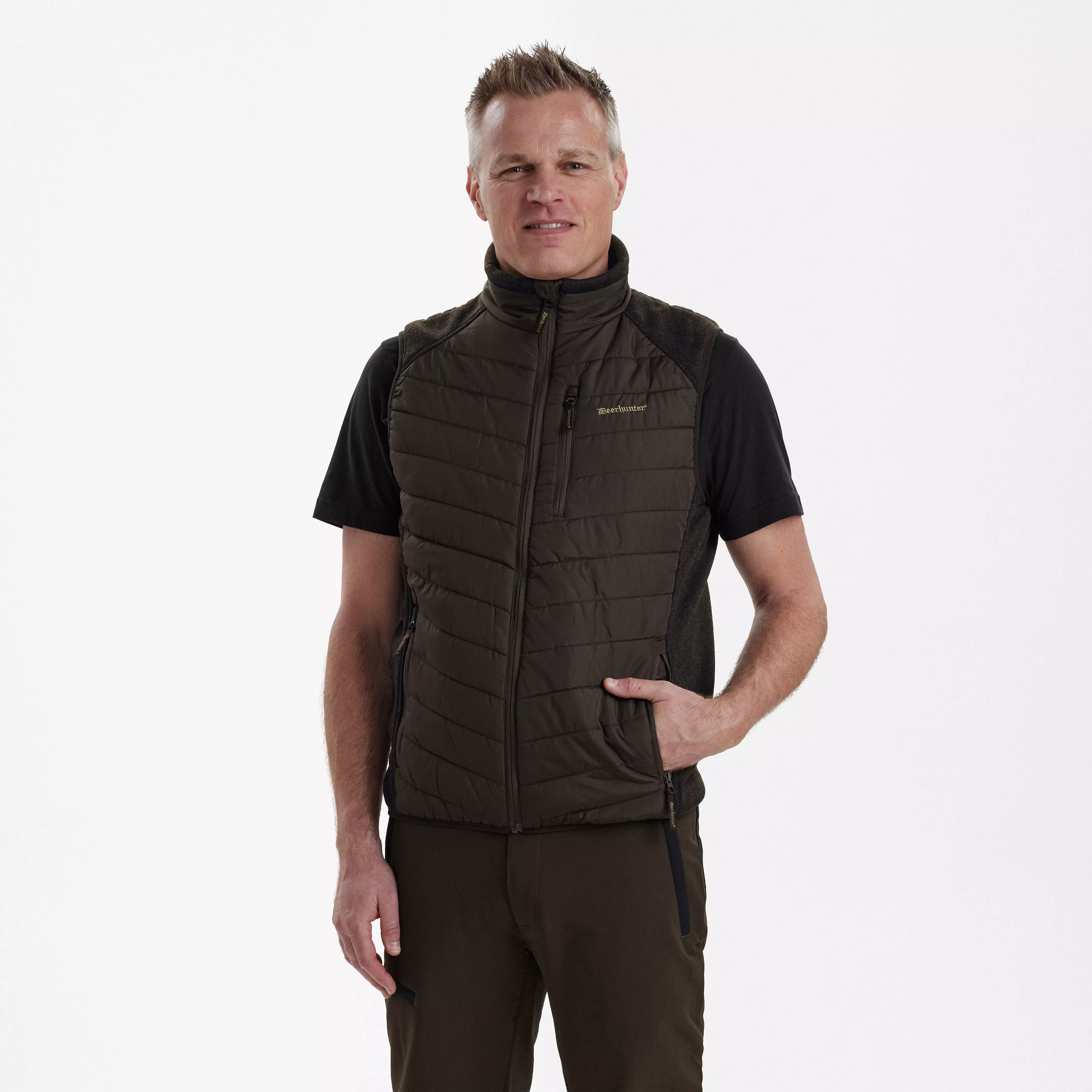Moor gewatteerd vest met breisel - Brown Leaf, afbeelding 1 van 5