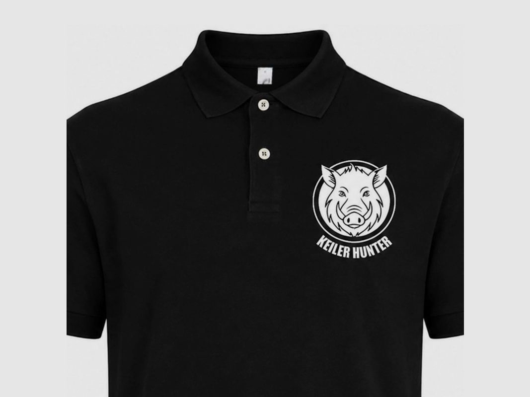 Polo Keiler Hunter schwarz Baumwolle kurzarm Logo 3, Bild 4 von 6
