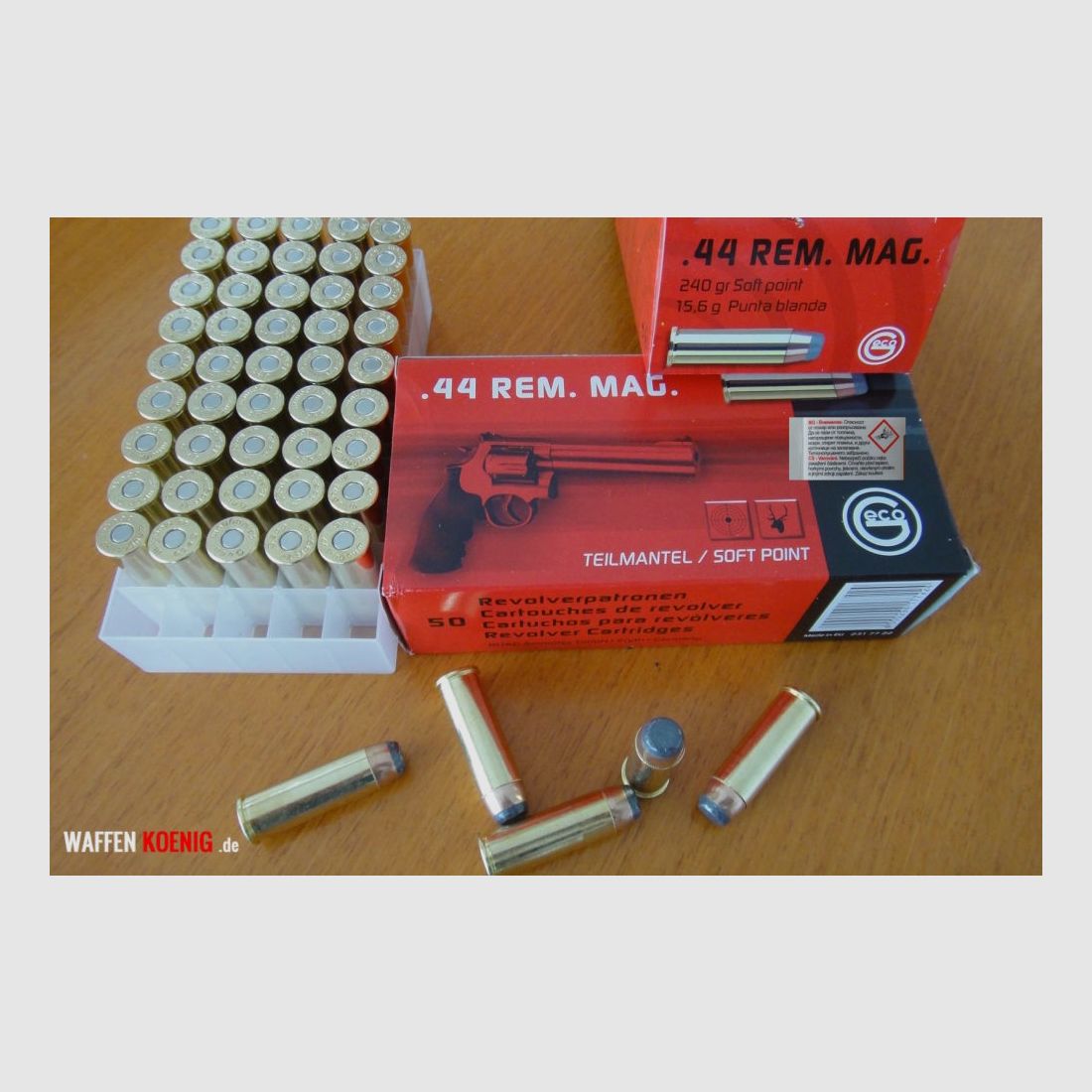GECO 100 Stück- GECO Patronen. 44 Rem.Mag.Teilmantel