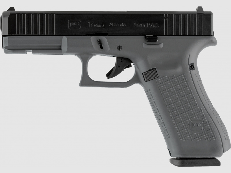 GLOCK 17 Gen5 Kaliber 9mm PAK die von der Marke GLOCK lizensierte Schreckschusswaffe Tungsten Grey