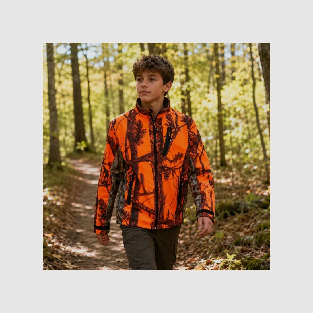 Softshell-Jacke Kinder Ghostcamo 3 Taschen Polyester 6 bis 16 Jahre, Bild 4 von 22