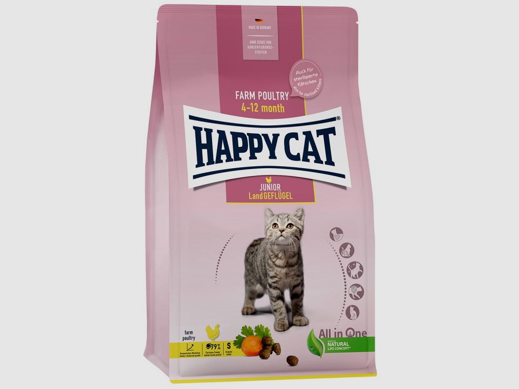 Happy Cat Katzen Trockenfutter Junior Land Geflügel 300 g