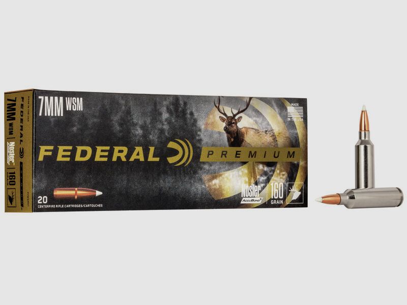 Federal Premium Nosler AccuBond 7mm WSM 160GR 20 Patronen