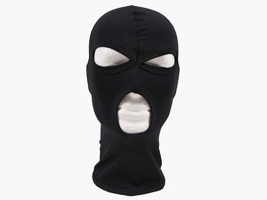 Balaclava, 3-Loch, dünn, schwarz, 100 % Elasthan