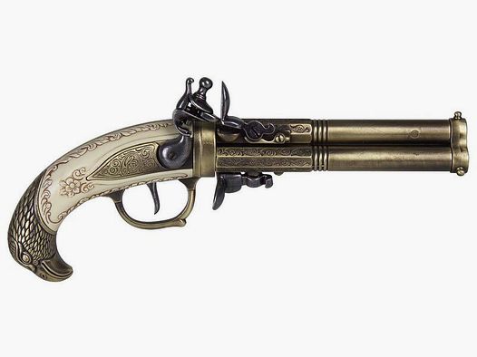 Pistolet à percussion historique à trois canons