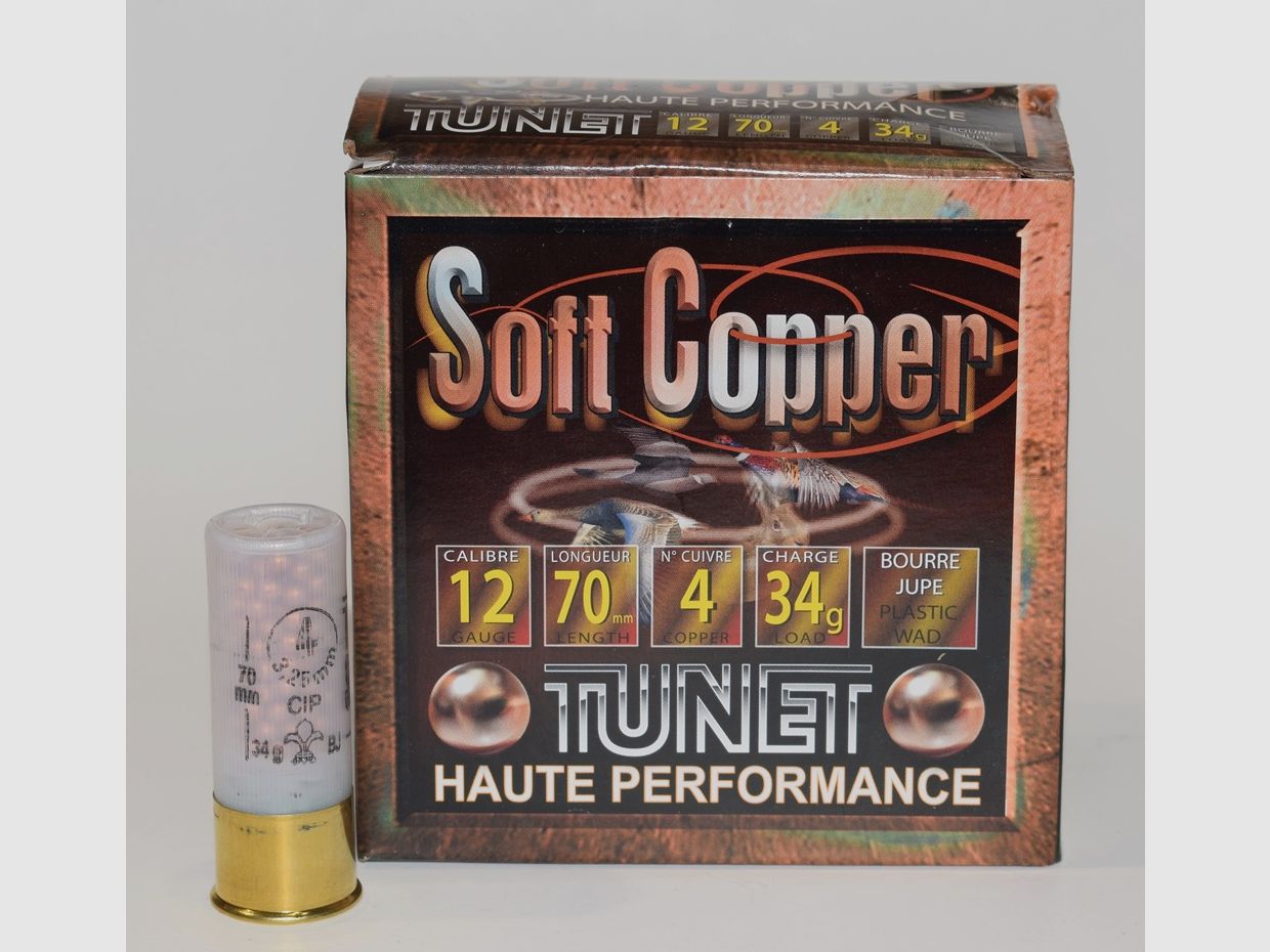 Box mit 25 Patronen Soft Copper Kal. 12/70 34 Gramm Nummer 4
