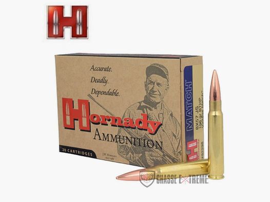 20 cartridges HORNADY Vintage Match 8x57 Js 196 Gr Bthp