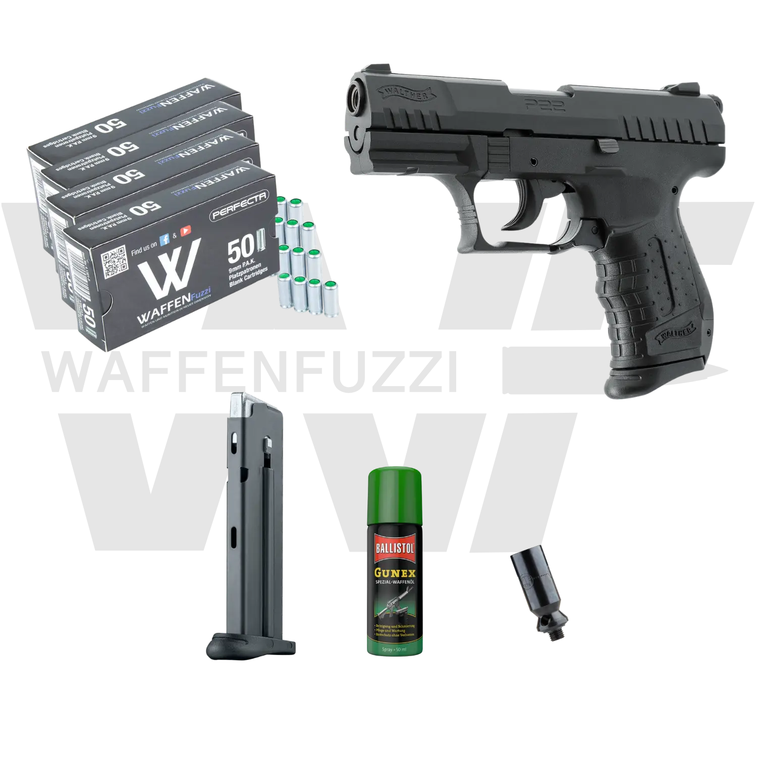 Walther P22 Ready "M" Set de Pistolet à Blanc Calibre 9mm PAK