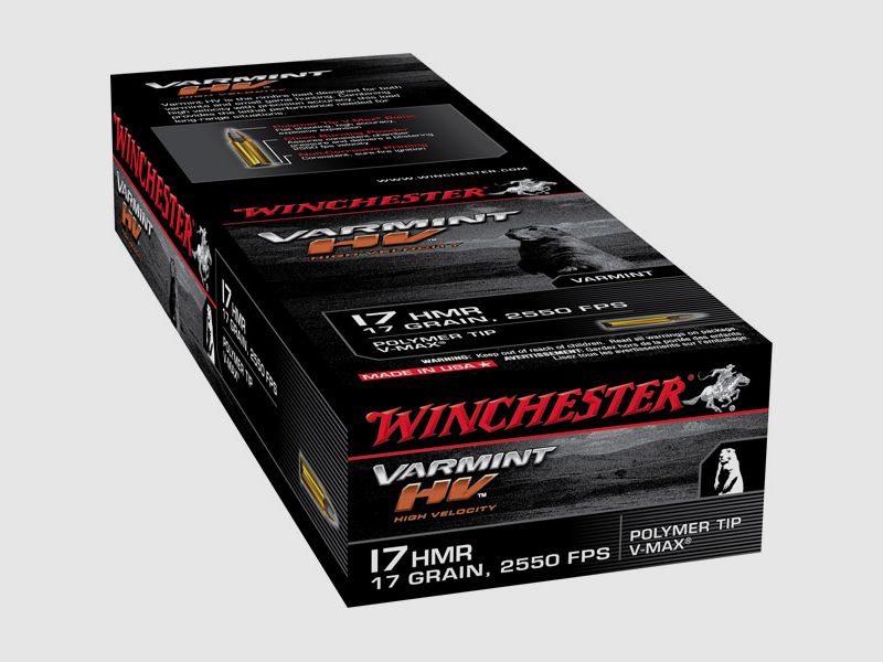 Winchester V-Max .17 HMR 17GR Polymer Tip 50 cartouches