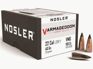Proiettile Nosler .22/.224 Varmageddon 40GR parziale giacca punta piatta base 100 pezzi