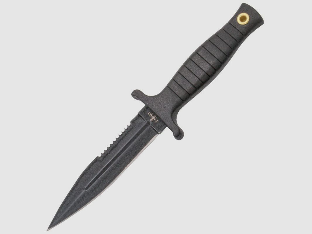 Boot knife black coated with nylon sheath