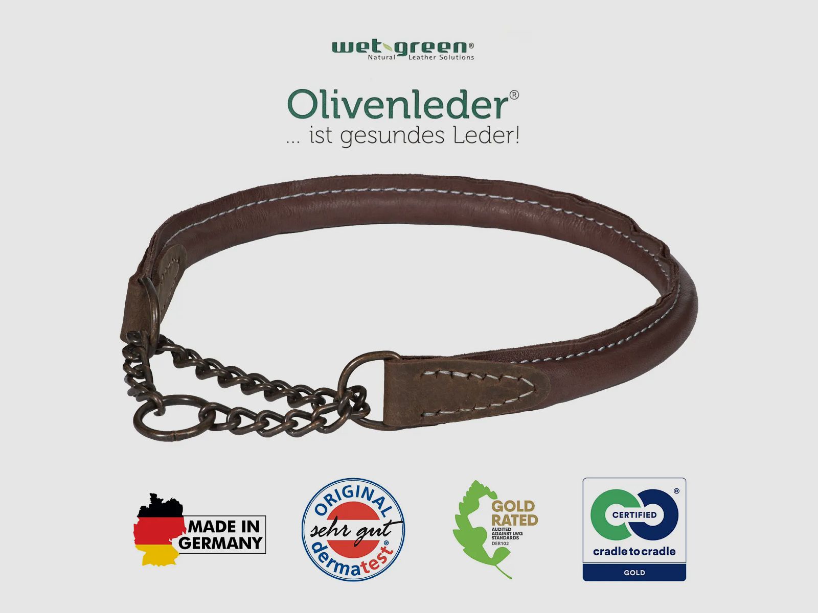 Collier pour chien AKAH en cuir d'olive