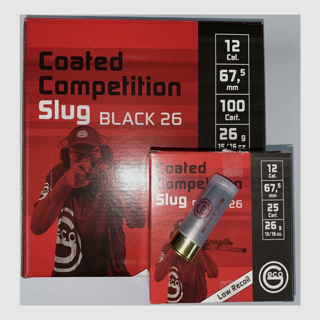 GECO 250 Stück (10x25) 12 / 67,5 Coated Competition Slug Black 26