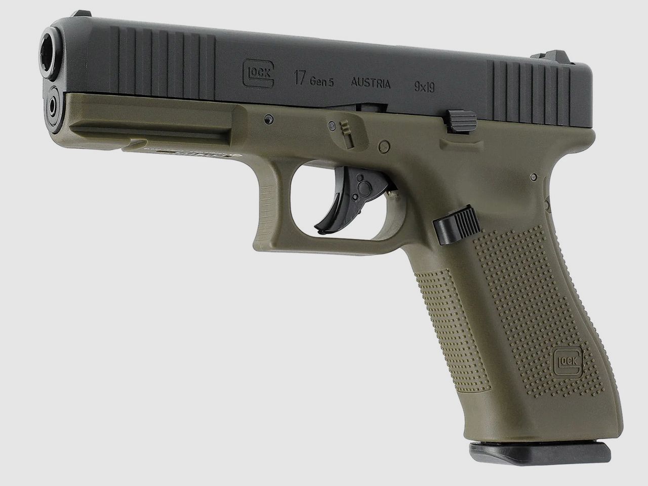 CO2 Pistole Glock 17 Gen5 Battlefield Green Blow Back Metallschlitten Kaliber 4,5 mm BB (P18)