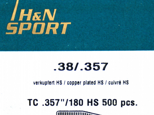 500St. H&N Geschosse .357 / .38 TC HS 180grs - Kegelstumpf-Geschoss | Haendler&Nattermann High Speed