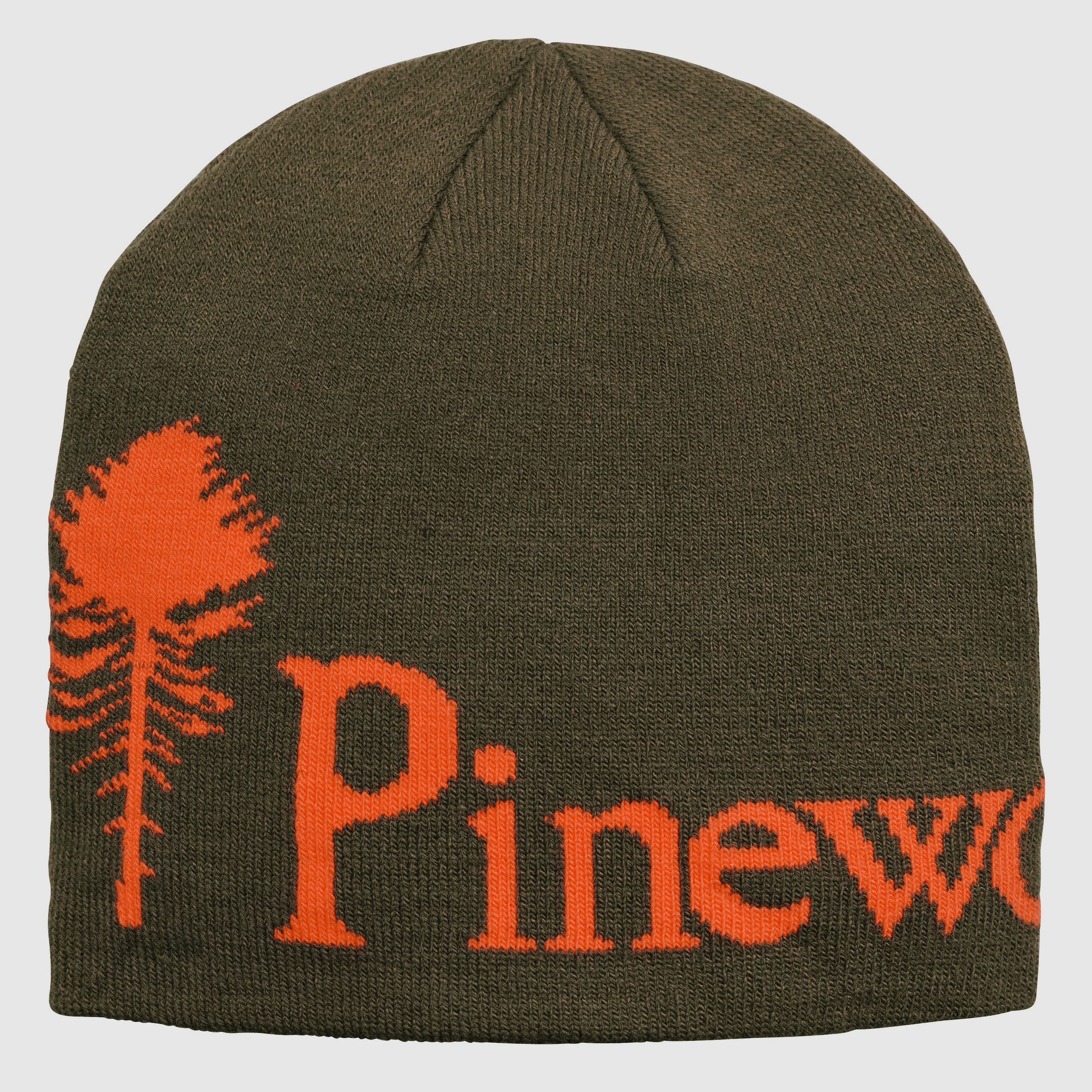 Pinewood Strickmütze grün mit orangenem Logo